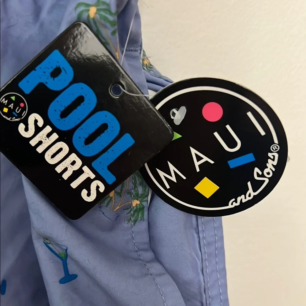 NWT M Maui and Sons Men's Pool Swim Shorts - Periwinkle